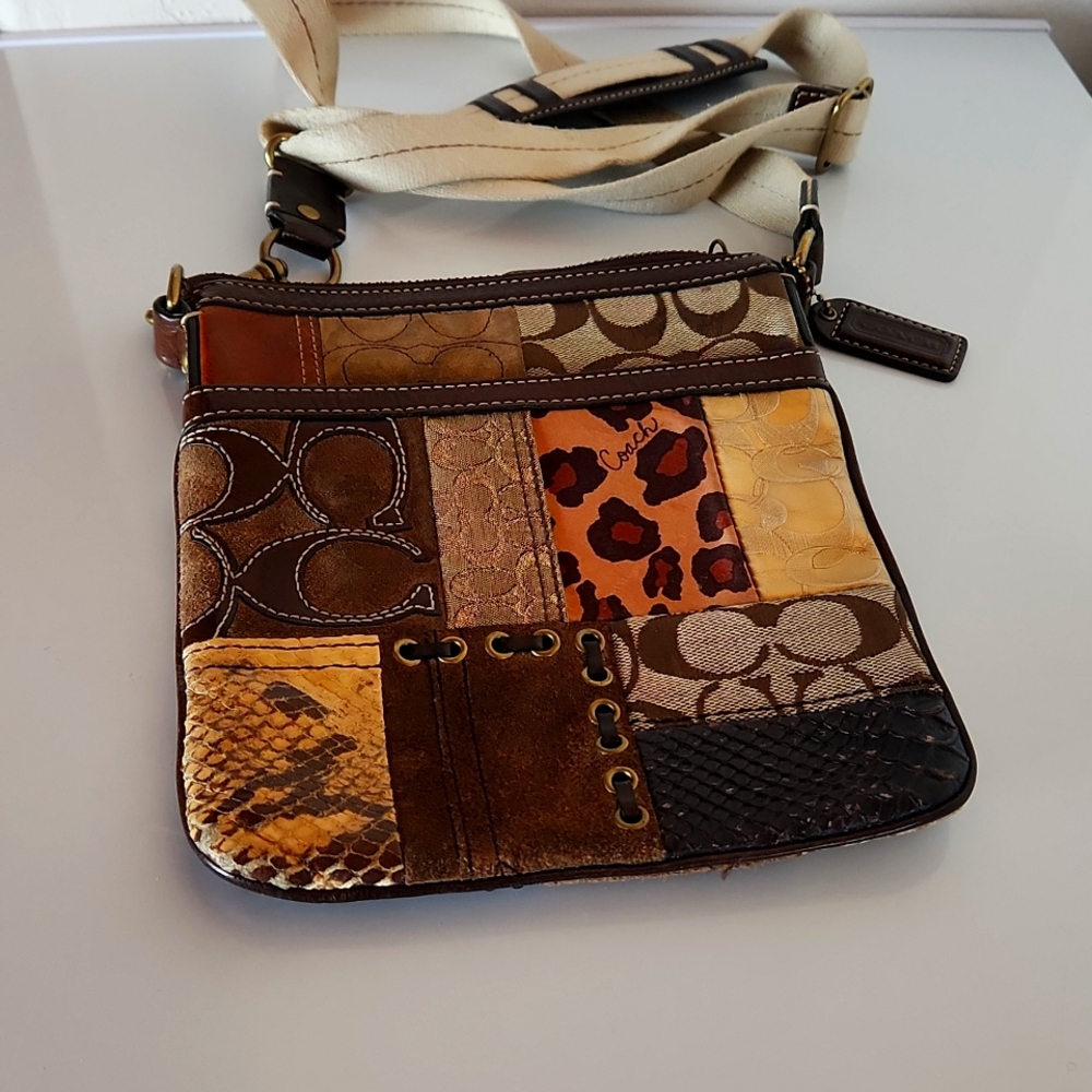 COACH CROSSBODY BAG shoulder purse PATCHWORK adjustable strap clean barely used